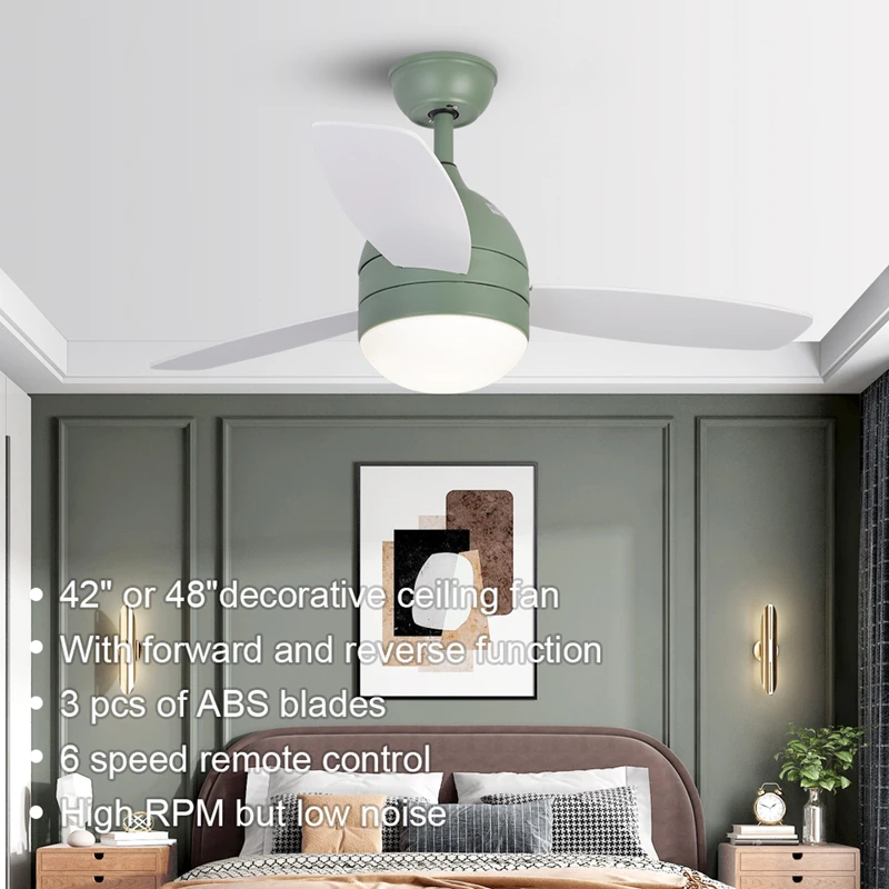

42 inch modern ceiling fans with light silent Electric fan for home ventilator lamp with control lighting lamps living room