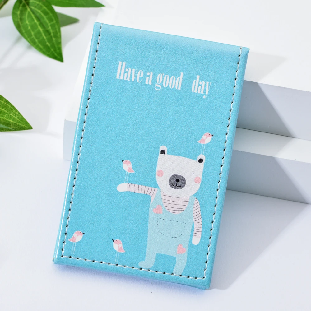 Vicney Cute Bear, настольное, одностороннее, из искусственной кожи, складное, для макияжа, принцесса, зеркало, средний, портативное, красота, туалетное, маленькое зеркало
