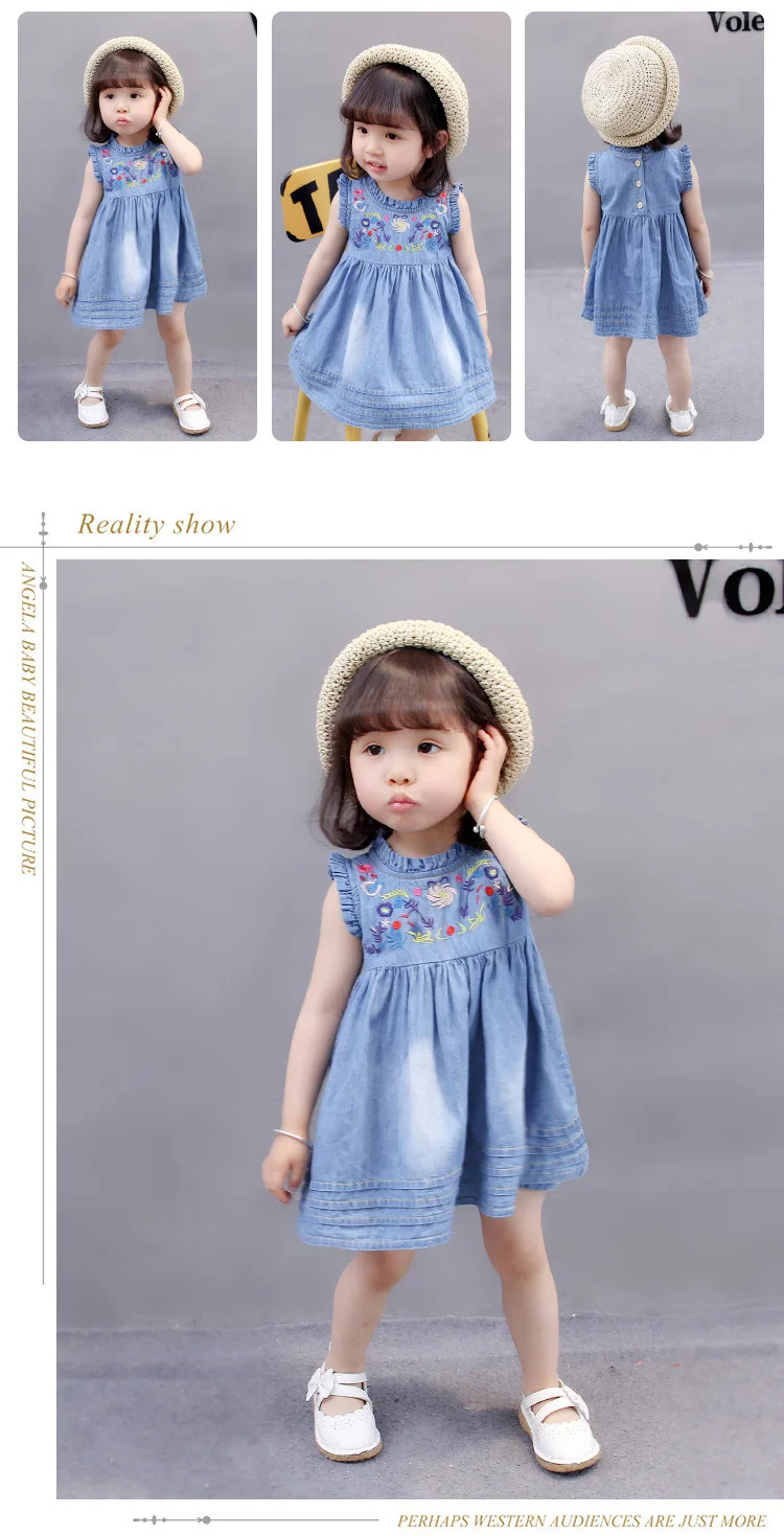 Ковбойское платье для девочек Летняя детская одежда Модные уличные платья с