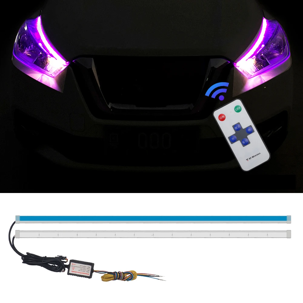 2 шт. 60 см красочные RGB светодиодный DRL светодиодные ленты фары для Nissan Qashqai J10 J11 X