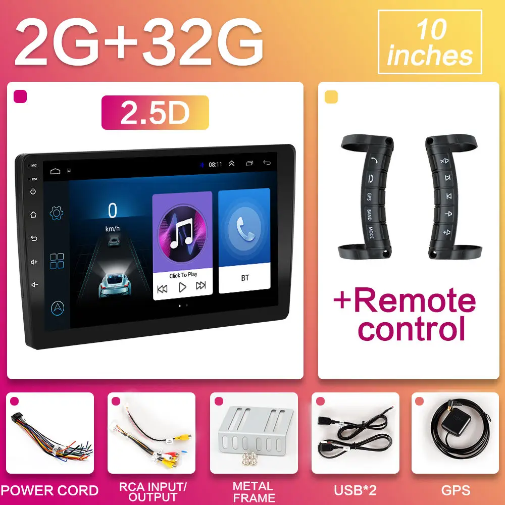 2G-Remote control 2 din Android 8,1 стерео Автомагнитола " 10,1" универсальный хост автомобильный Радио навигатор gps для Kia LADA Toyota Nissan видео плеер - Цвет: 2G-Remote control
