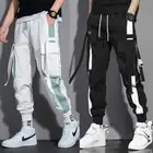 Мужские брюки-султанки с боковыми карманами, черные повседневные мужские джоггеры с лентами в стиле хип-хоп, модная повседневная Уличная одежда, 2021