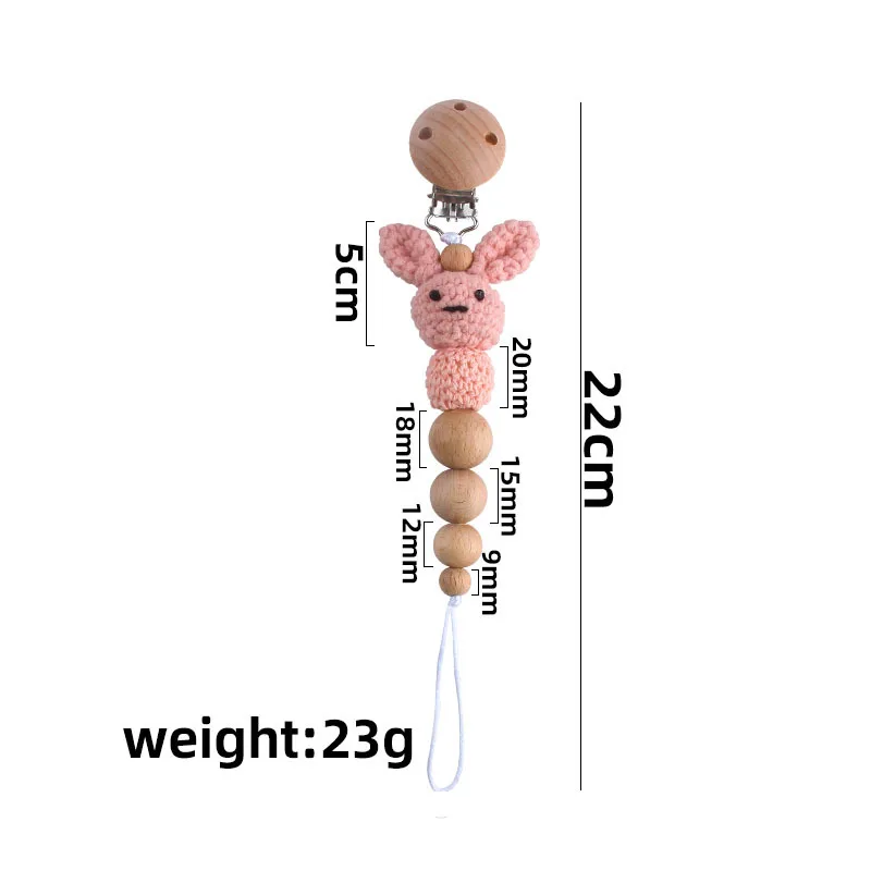 

Pacifier Chain 1Pcs Baby Teether Chains Crochet Rabbit Beads Wooden Clips Wood Teether Tiny Rod Kids Dummy Clips For Baby Gifts