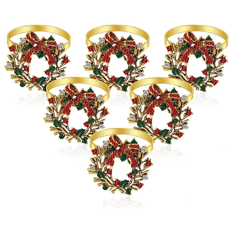 

Рождественский венок, кольца для салфеток, ранние кольца для рождественской вечеринки, свадьбы, украшение для стола