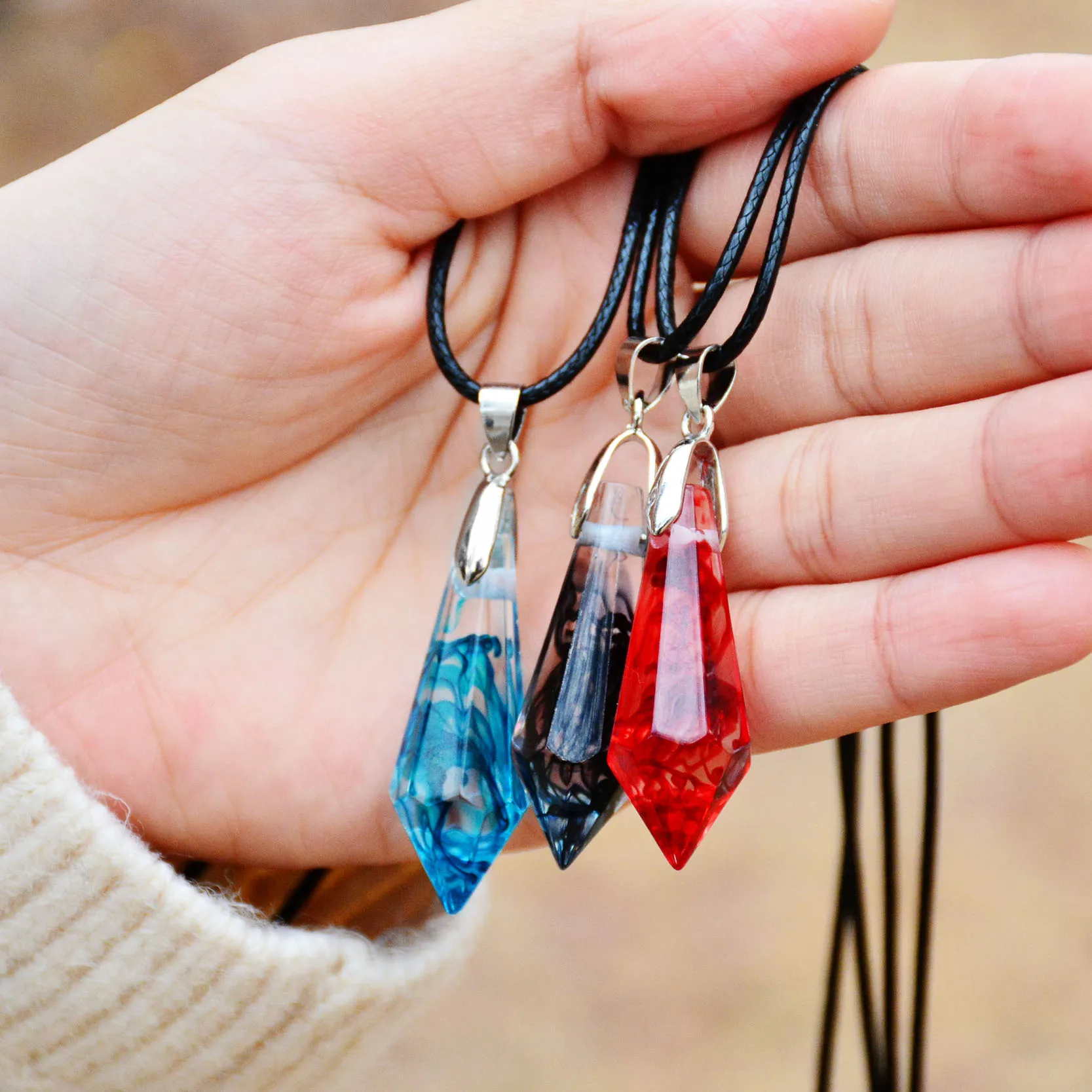 Подвеска KCALOE 7 цветов черная Вощеная Веревка ручная работа эпоксидные украшения