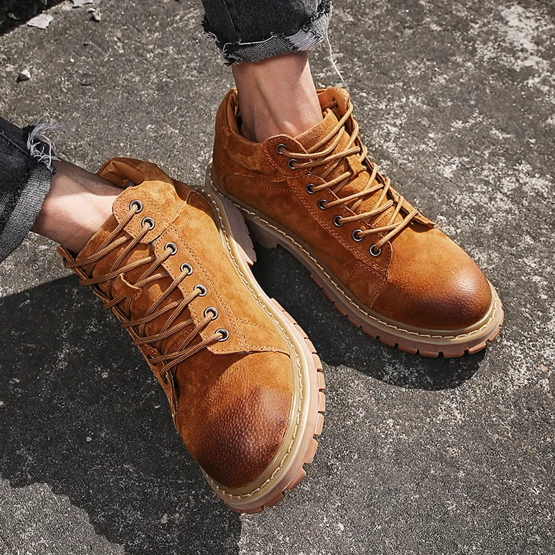 Мужские ботинки в стиле Ретро из натуральной кожи |