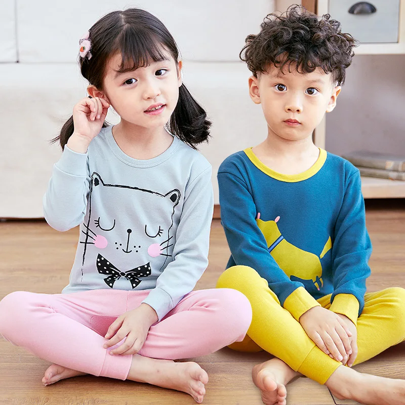 Детская одежда для маленьких мальчиков сна девочек зимние хлопковые комплекты
