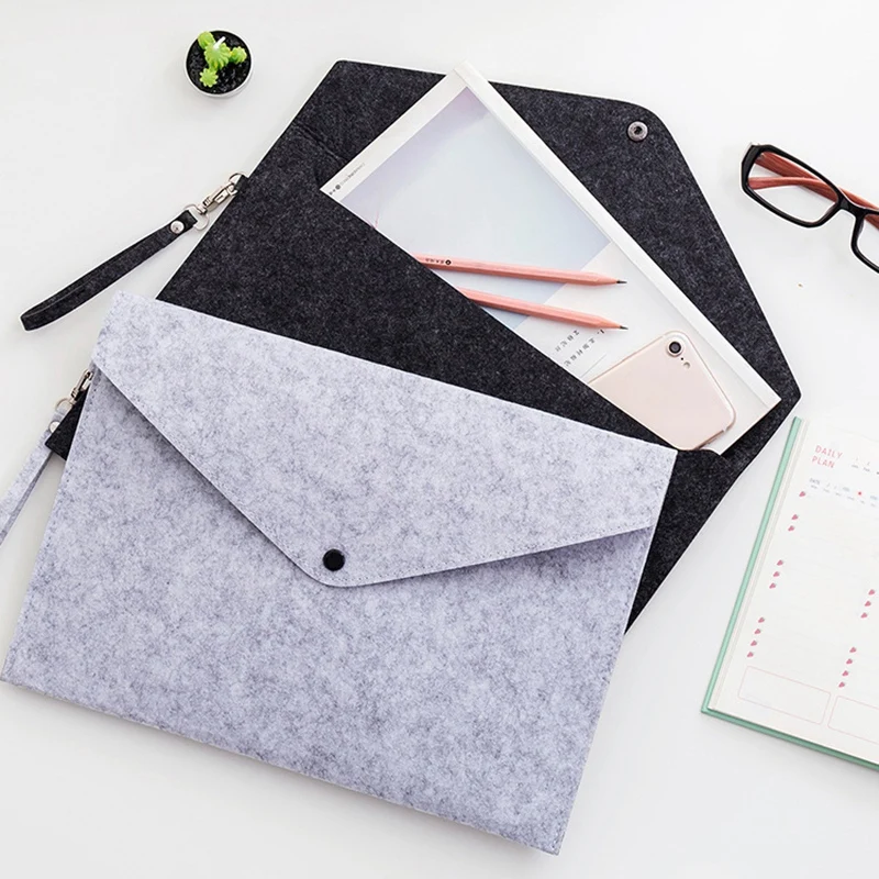

1PC Simple A4 Big Capacity Document Bag Pad Business Briefcase File Folders Chemical Felt Filing Products