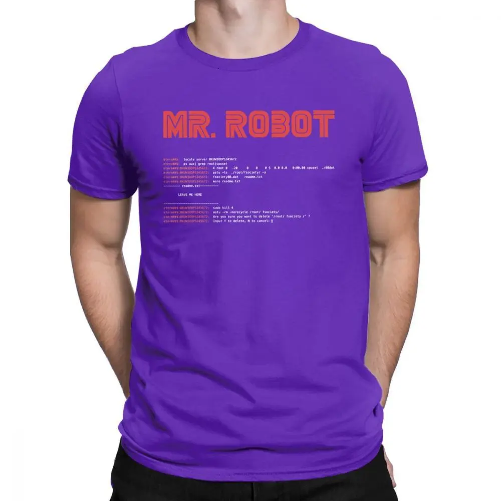 Purple One yona Cool Mr Robot футболка программист футболки разработчик футболки с кодом для мужчин вырез лодочкой хлопок короткий рукав - Цвет: Purple
