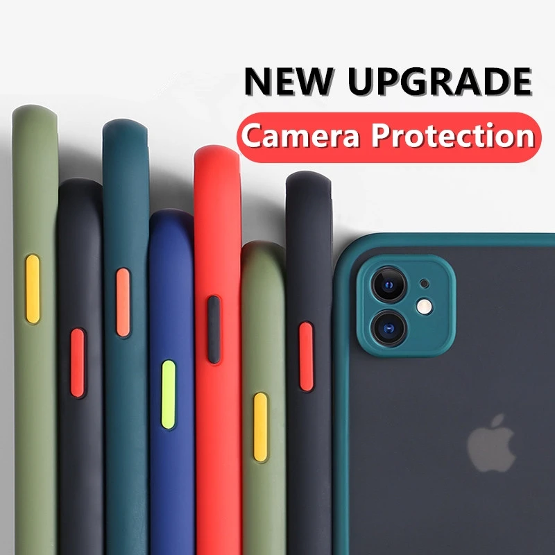 

Camera Lens Protection Case For iPhone 11 Pro Max X XS Max XR 6 6S 7 8 Plus Matte Translucent Hard Shockproof Back Case