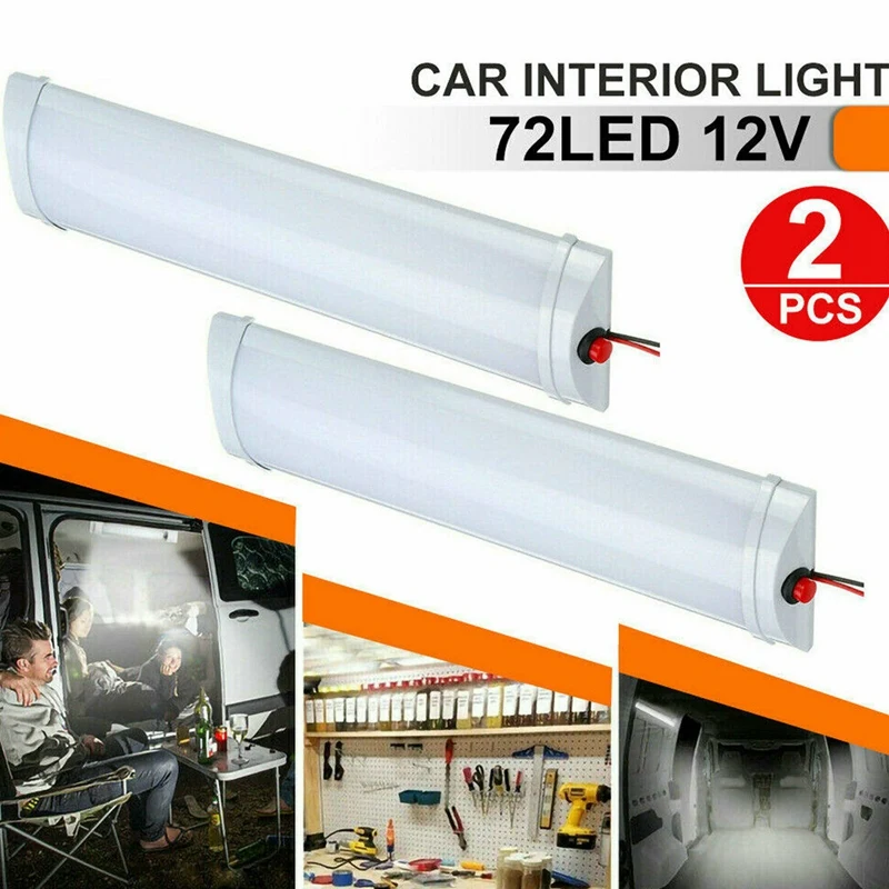 

AU04 -2X 12V 72 светодиодный Авто Подсветка салона e крыши потолочные чтения для RV Кемпер трейлер