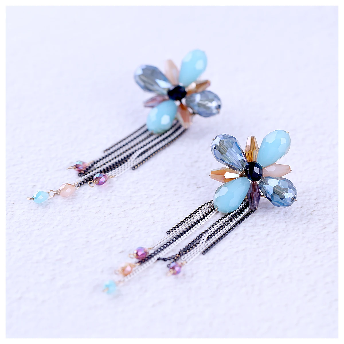 Модные висячие серьги с кристаллами для женщин и девушек Позолоченные Эффектные