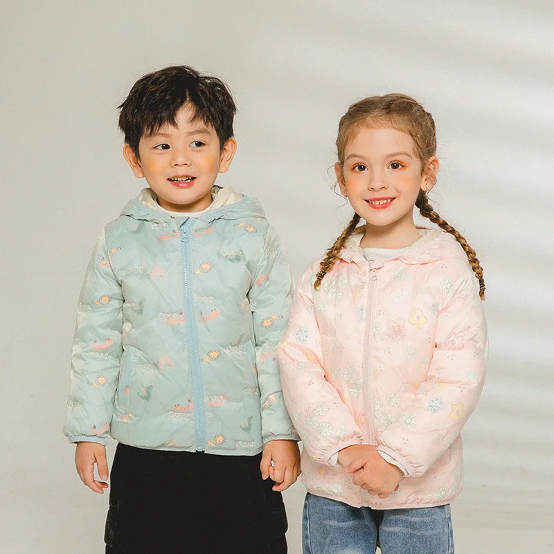 Детский пуховик с капюшоном на белом утином пуху TZ825|Пальто и парки| |