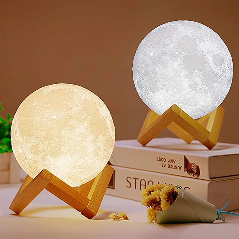 

Dropship 3D Print Rechargeable Moon Lamp Colorful Change Touch Sensor USB Led Night Light Home Decor Birthday Gift Table Lamps