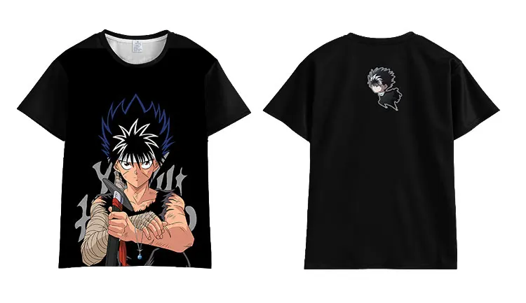 Японское аниме YuYu Hakusho Футболка мужская женская с коротким рукавом летнее платье мультфильм yu hakusho топы унисекс Harajuku футболка