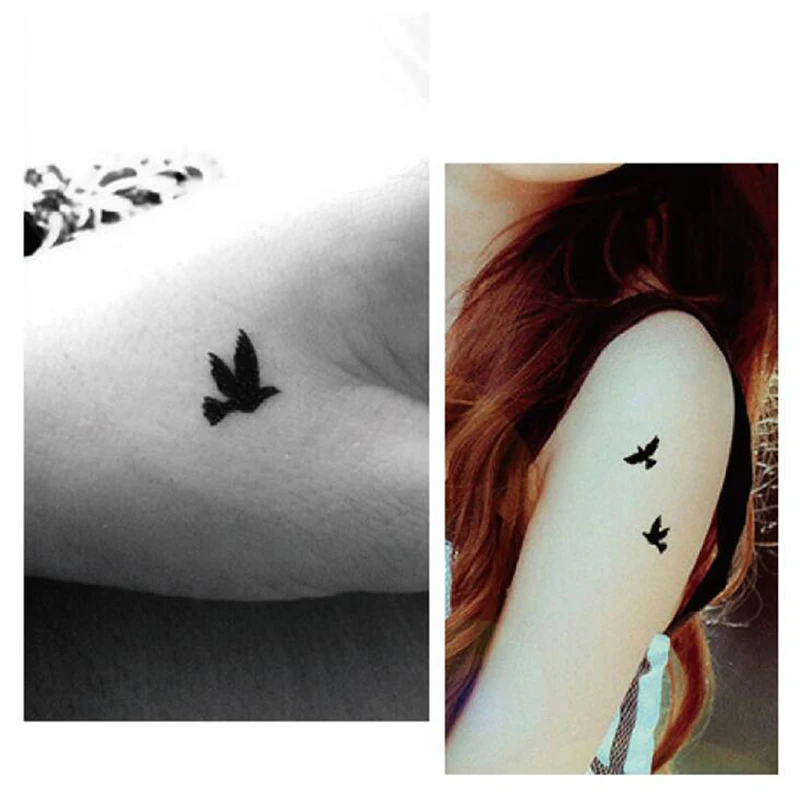 1 Sheet Water Transfer Stickers Unisex Waterproof Cute Black Bird Shape Disposable Temporary Tattoo Stickers DIY Party Deco