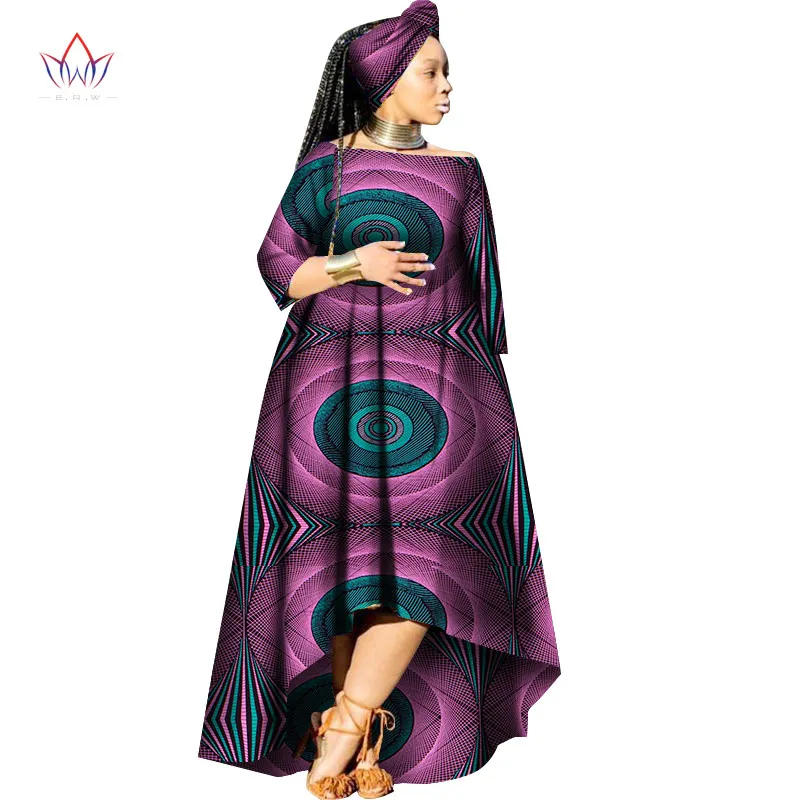 2017 Африканский Базен платья для женщин в африканском стиле Slash шеи свободные дам