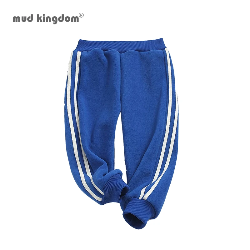 

Mudkingdom Big Boys Girls Winter Pants Warm Fleece Sportwear Casual Elastic Waist Solid Stripe Joggers for Kids Clothes Autumn