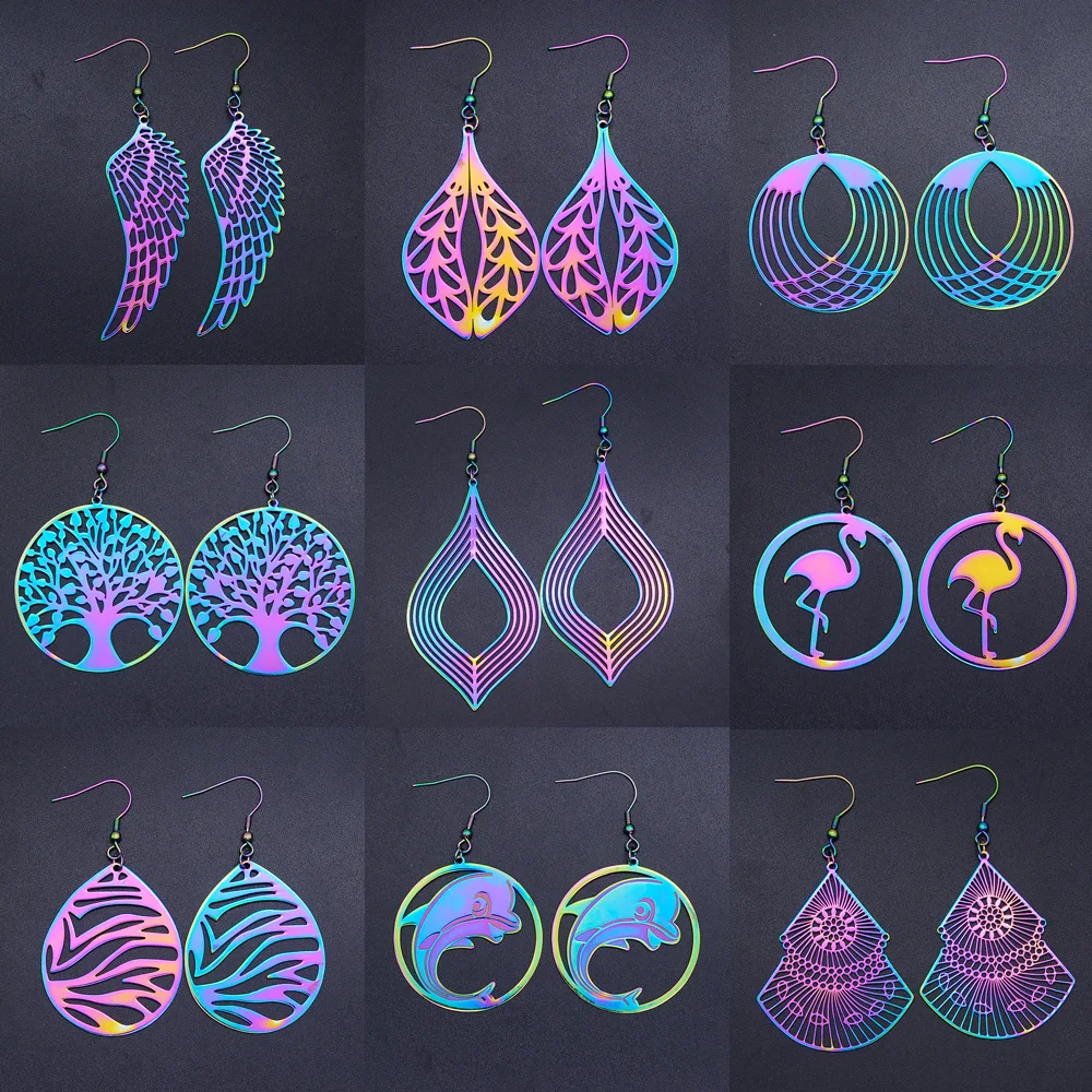 Женские серьги с крыльями ангела Vni и Mia геометрические радужные из 100%