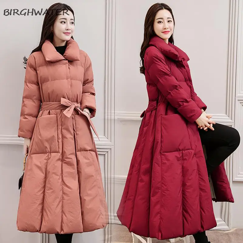 

Women's Down Cotton Jackets 2021 Winter New Korean Mid-length Loose Cotton Parkers Fashion Thickening Slim Big wing Overcoat