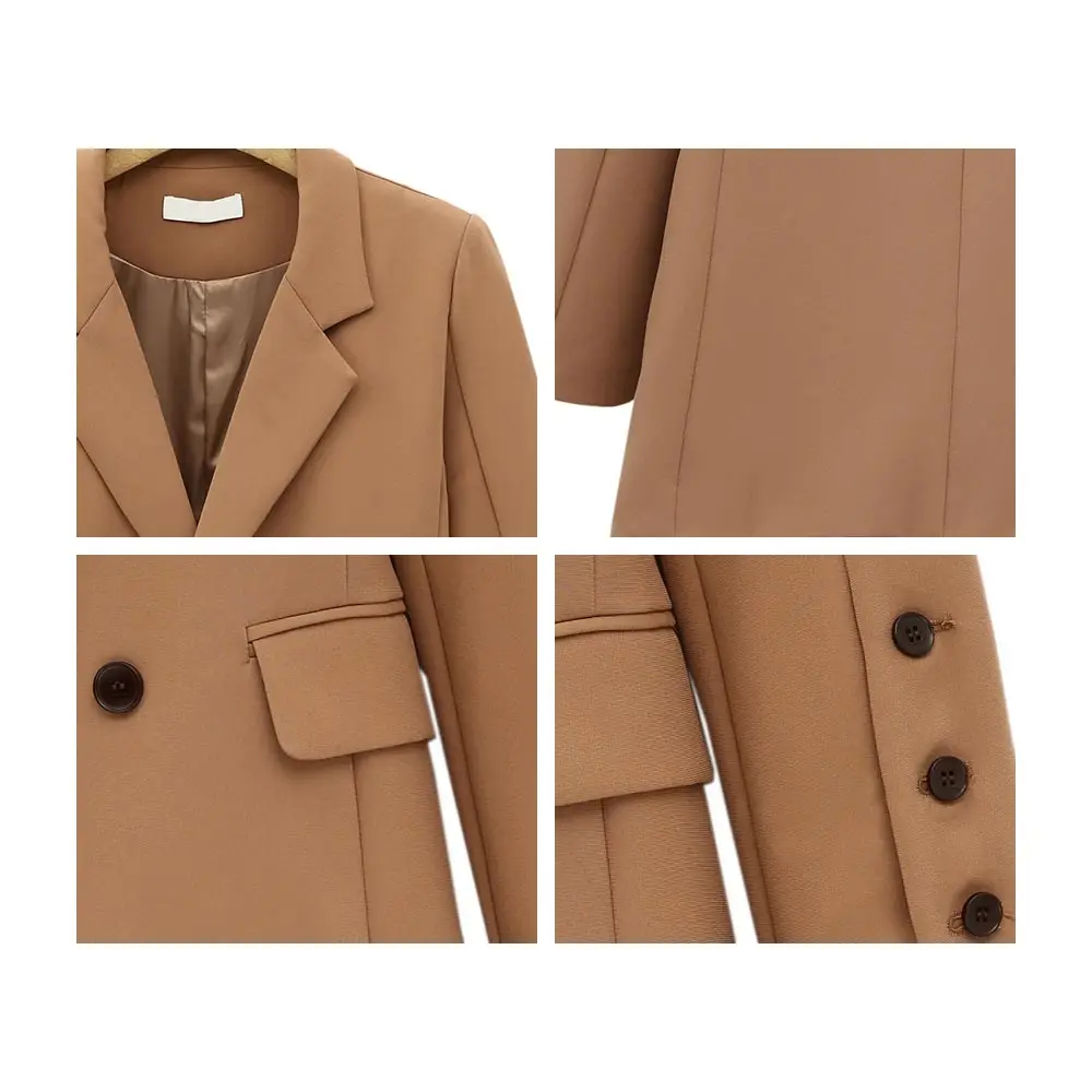 Женский облегающий блейзер с длинным рукавом двубортный для офиса деловые