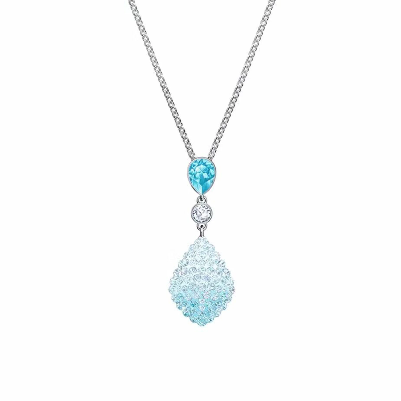

Fashion Jewelry High Quality SWA Brand New Elegant And Noble Blue Drop Shaped Pendant Women's Pendant Necklace