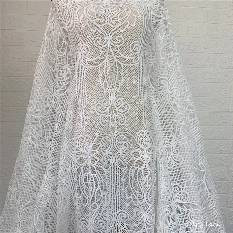 1 ярд 110 см Африканский шнур Мода off white гипюр французская вышивка кружевная ткань для одежды DIY швейная ткань материал ткань