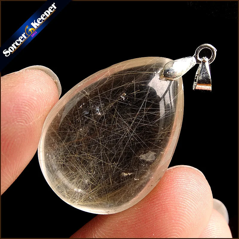 

Настоящее натуральное Золото Рутиловый Кварц Кабошон Установка ожерелье кулон камень бусины для DIY ювелирных изделий OS401