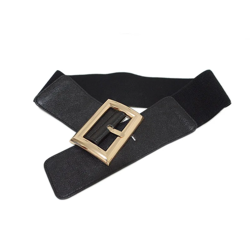

Women Belt 2021 Fashion Metal Buckle Decoration Belt Ladies Black Elastic Canvas Waistband for Wedding Dress shirts Overcoat