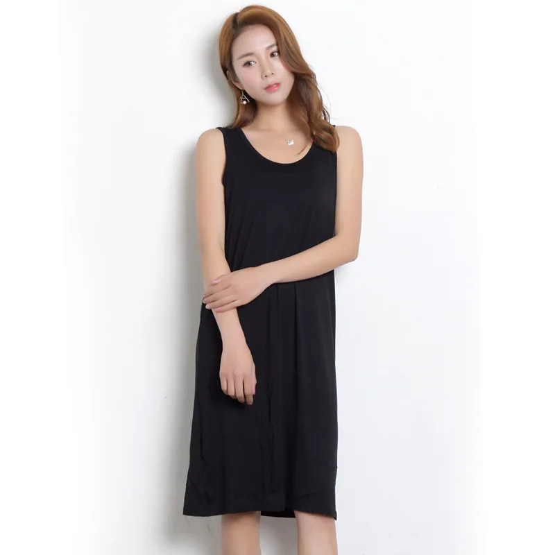 Sling Skirt Women's Nightgown 2021 Summer Vest Skirt 40s Modal Black Dress Nightdress Homewear Sleep Tops Sexy Nightwear