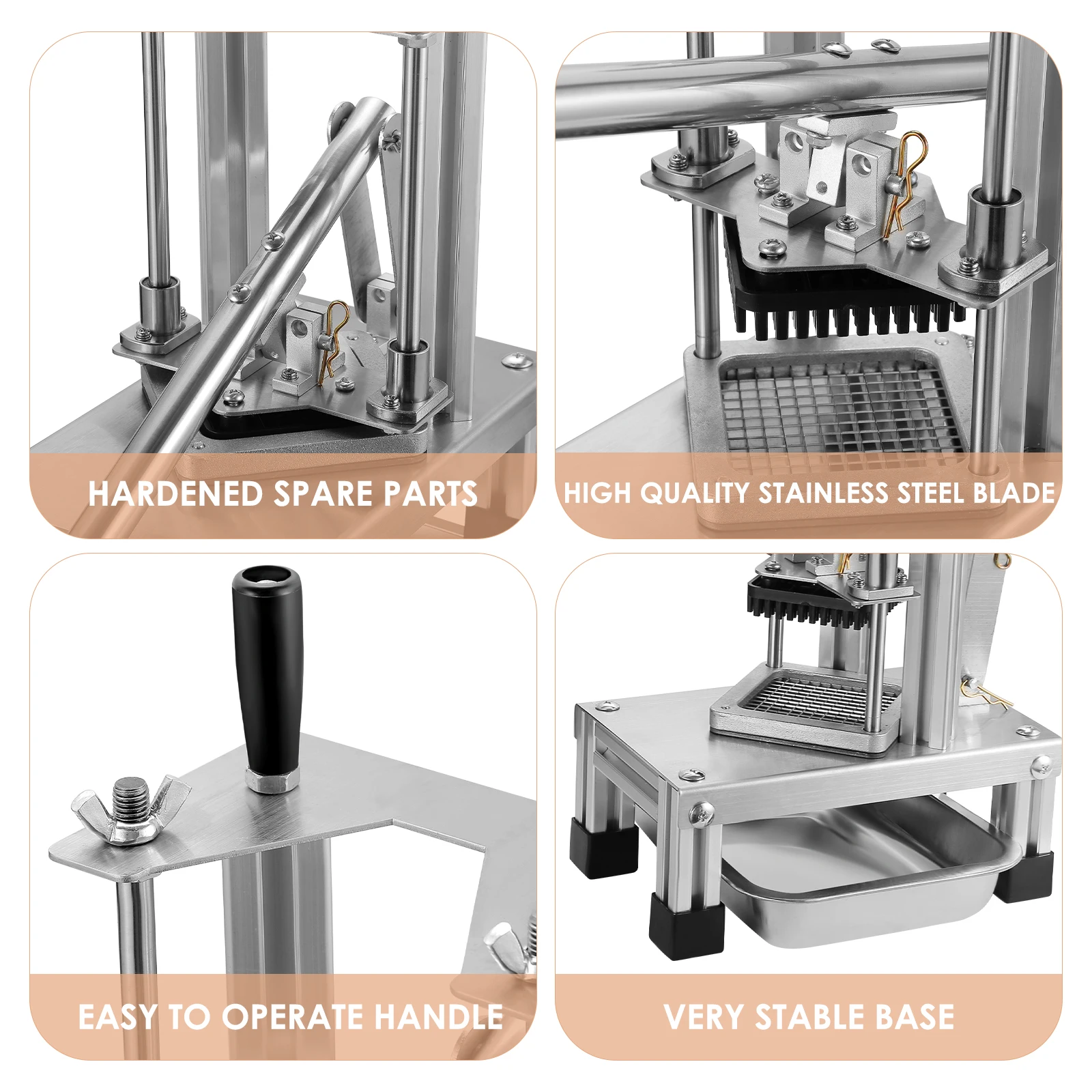 

Commercial Vegetable Fruit Dicer Potato Slicer Manual Cutting Machine With 304 Stainless Steel Blades (Size 1/4" 1/2" 3/8")