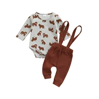 lioraitiin 0 18m newborn infant toddler baby boy girl 2 pcs outfit cartoon bear print long sleeve romper suspender pant clothes