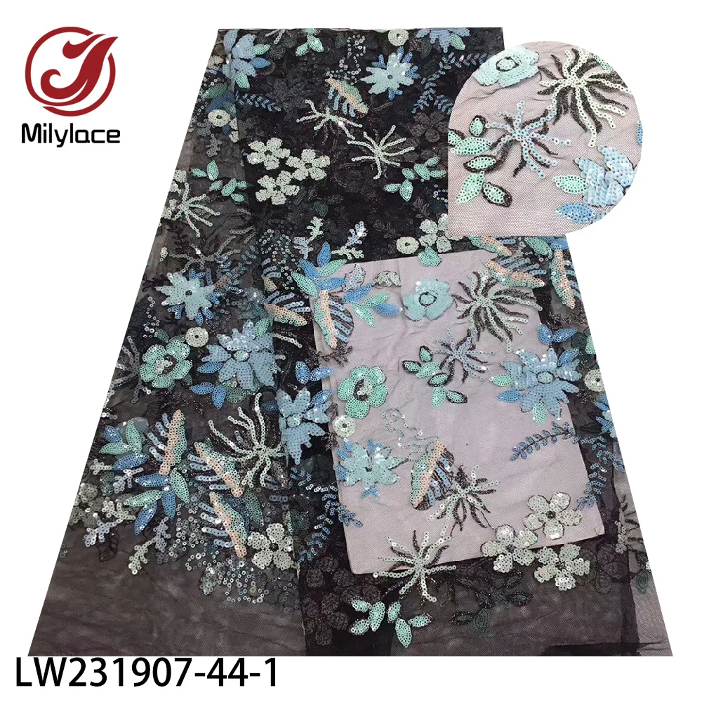 Африканская кружевная ткань 2020 высококачественные блестки Цветочная вышивка