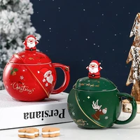 christmas mug ceramic spoon mug with lid creative large capacity couple coffee cup christmas souvenir office water cup gift