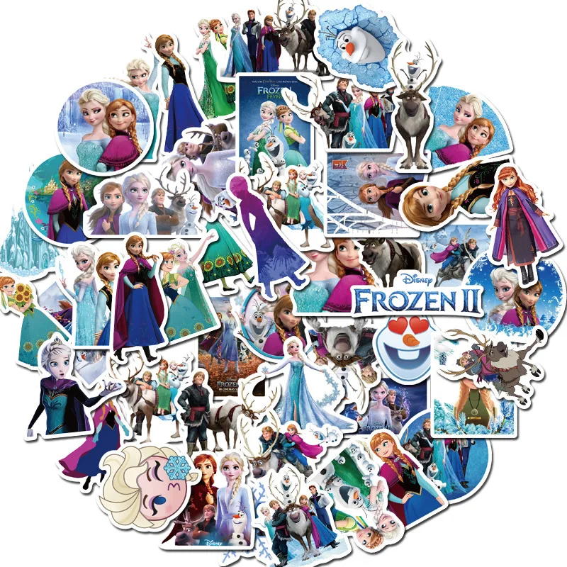 

10/50/100Pcs/Lot Disney Princess Stickers Frozen 2 Computer Refrigerator Washing Machine Phone Decorative Sticker