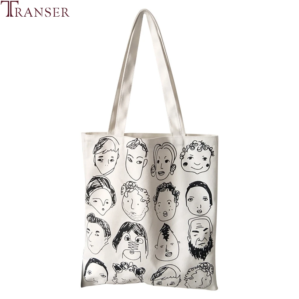 Transer Холщовая Сумка Женская стильная футболка с изображением персонажей