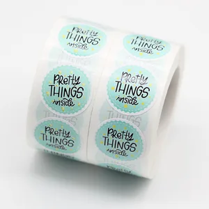 500 шт.рулон, наклейки с синими красивыми штуками внутри, круглые 1 дюйм, спасибо, наклейки, сделай сам, Подарочная коробка для торта, наклейки для украшения