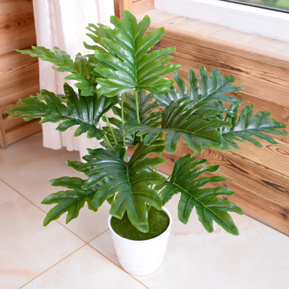 

1 Bunch Artificial Tree Palm Tree Green Leaves Fake Turtle Leaf For Home Party Decor Fake Plants Photography Background Prop HH