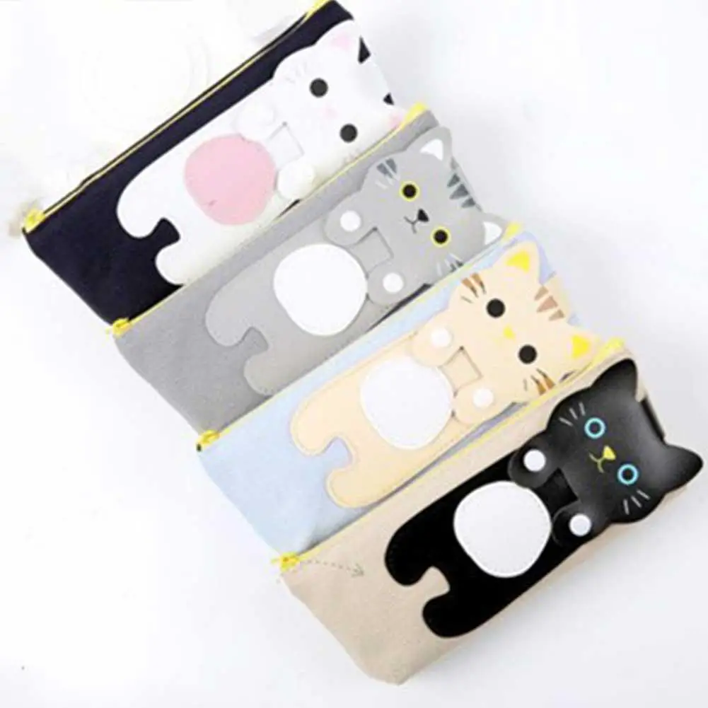 Милый Кот пенал для карандашей плетеная ткань милые школьные чехол s школьный