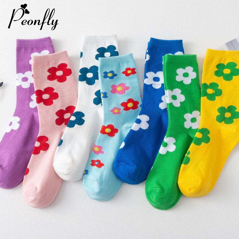 PEONFLY Harajuku Стиль женские носки красочные цветок растение свадебная брошь Kawaii