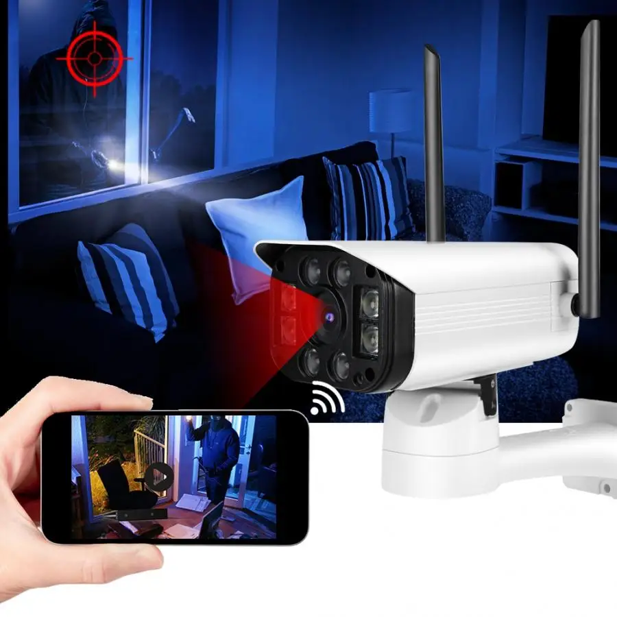 Wifi IP camaras de seguridad 110-240V WiFi 1080P водонепроницаемый PTZ IR двойной светильник наружная