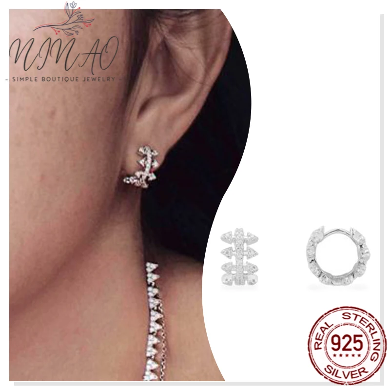 

925 Sterling Silver Zircon Arrow Earring Girls Jewelry New Holiday Gifts Fashion Party High Quality Design Sense