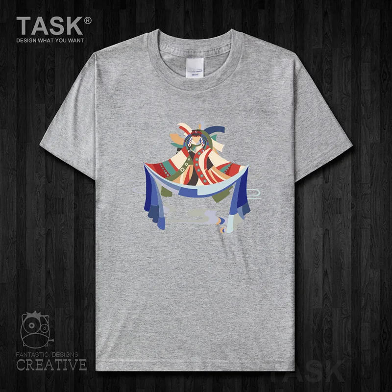 

Men T shirt Mongolian women cartoon print short sleeve clothes Mongolian culture graphic Tees cotton casual Streetwear 05 0003