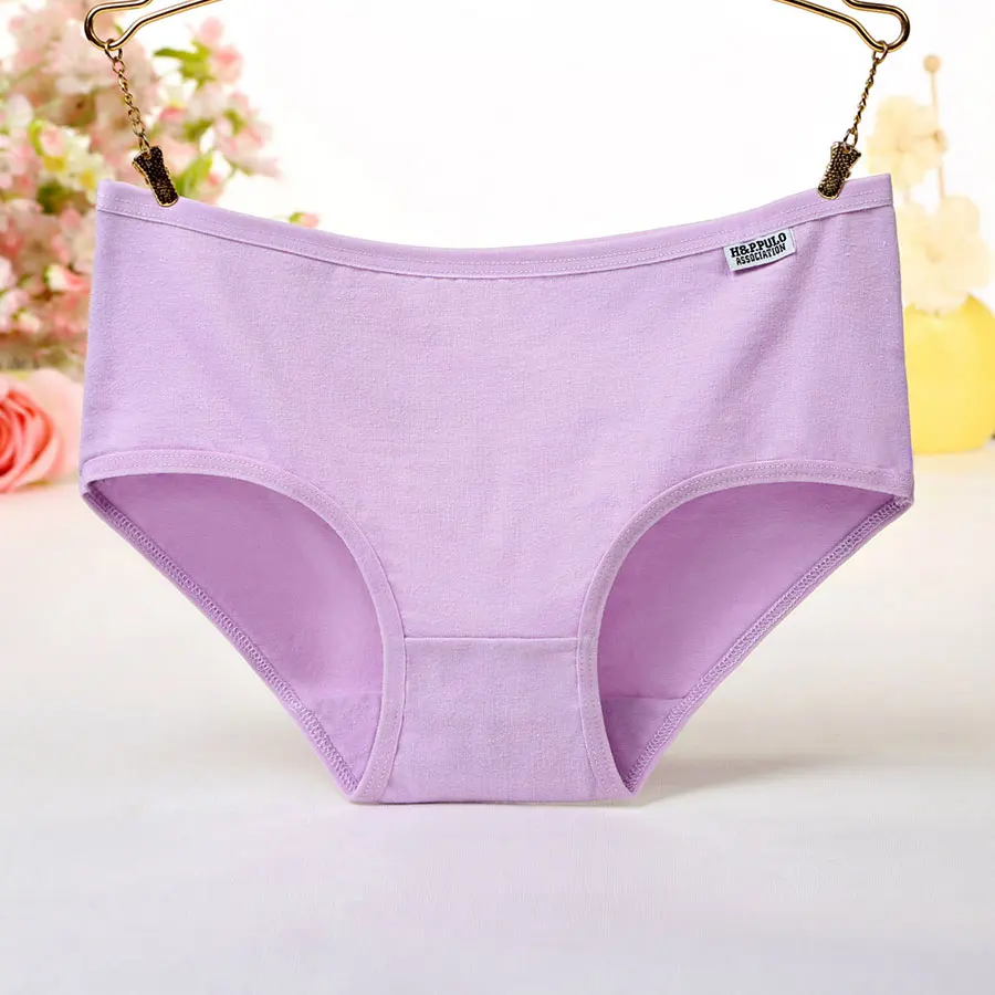 Purple Хлопковые трусы, женские сексуальные трусики, большие размеры, женское нижнее белье, трусы со средней талией, женское нижнее белье, Бесшовные женские трусики - Цвет: Purple