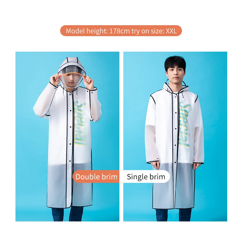 

Fashion Women Raincoat Long Transparent Men Rain Coat Outdoor Travel Tour Portable Waterproof Poncho Reusable EVA Rainwear