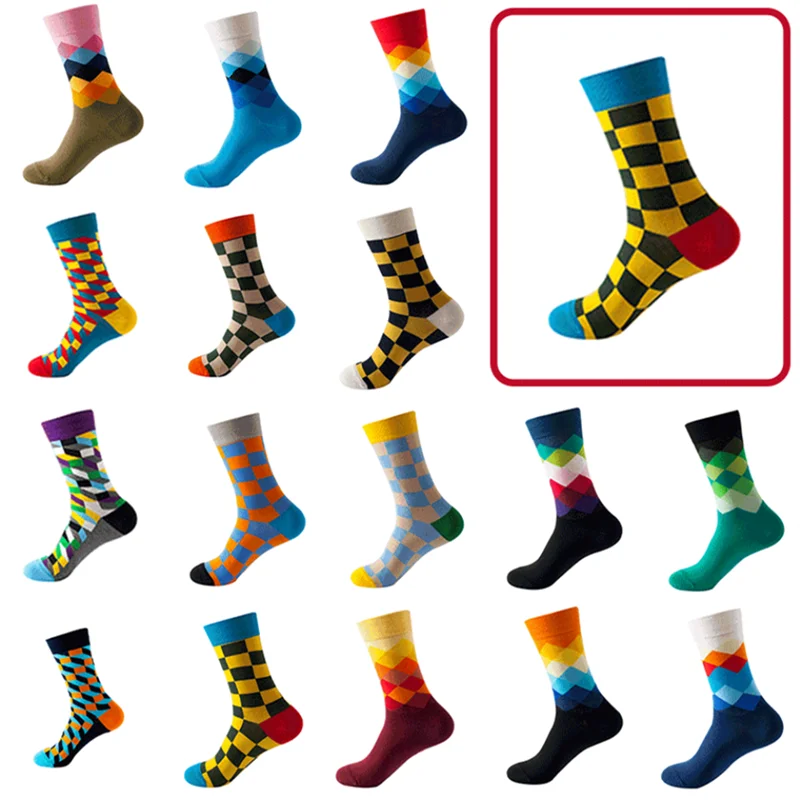 

Новые модные высококачественные носки в стиле хип-хоп INS для мужчин и женщин из чесаного хлопка с веселым принтом Смешные Повседневные носк...