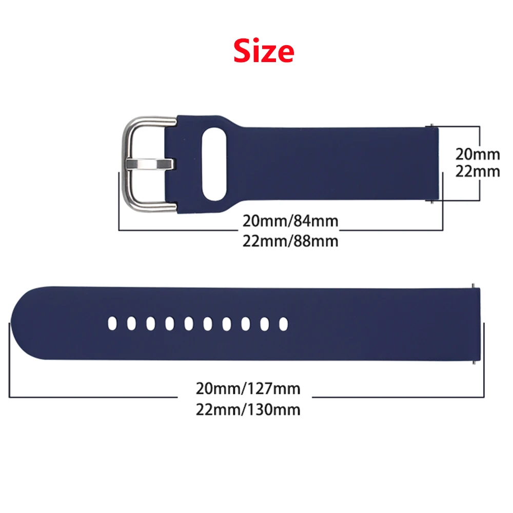 

22/20mm Watchband For Samsung Galaxy Watch Active 3 Active 2 Gear S2 For Amazfit bip 22mm Silicone Strap For Xiaomi Haylou LS05