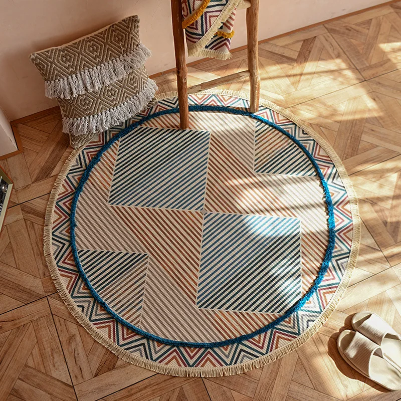 

Moroccan Round Rug Bohemian Style Living Room Area Rug Home Decoration Salon Bedroom Decor Hallway Doormat Study Floor Rug