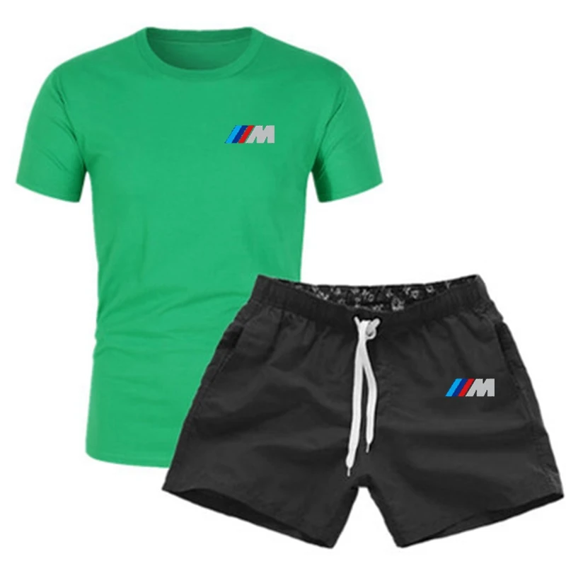 

Beach Two Piece Set Men's Tracksuit Summer Sport Tees T Shirt Shorts Brand Track Clothing Male Sweatsuit Sports Suits Husband