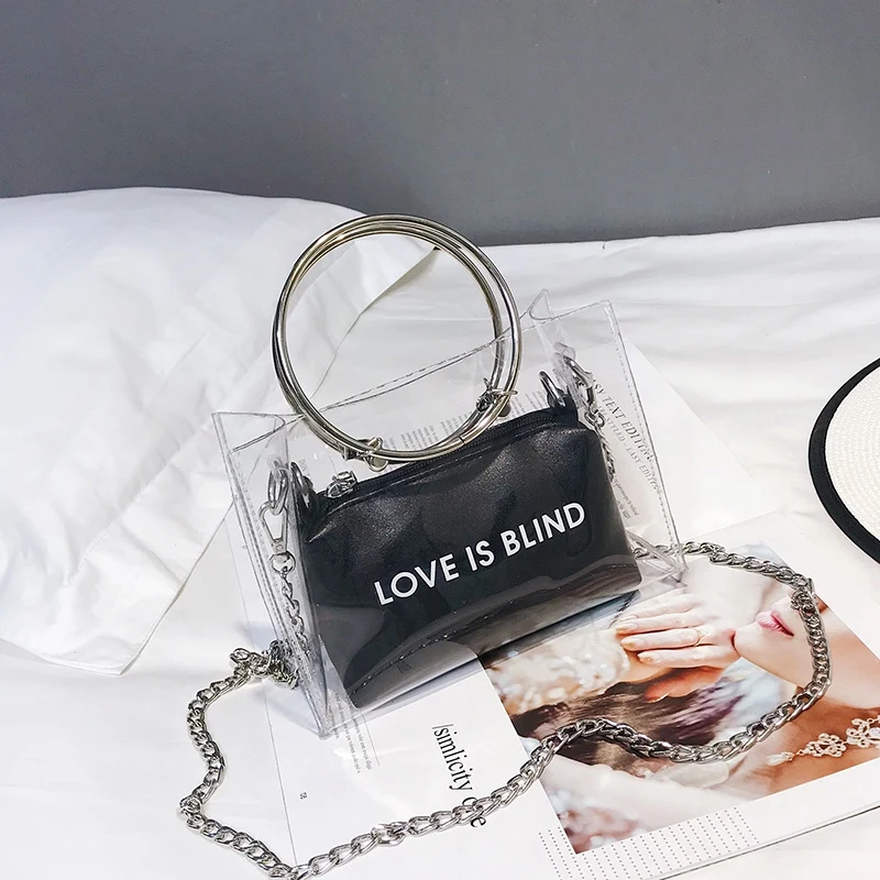 2 шт. модная женская сумка набор прозрачная на плечо + клатч для